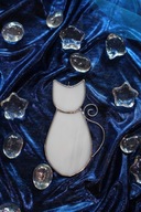 Biely vitrážový prívesok pre mačky, darček od Tiffanyho