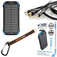Turistická solárna powerbanka + kábel + klip Turistická solárna powerbanka + kábel + klip