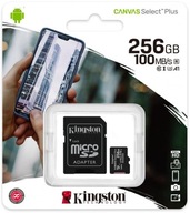 Pamäťová karta Kingston Canvas Select Plus 256 GB 100 MB microSDXC CL10 + SD