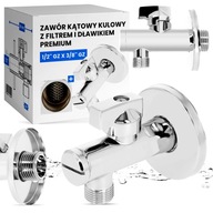 Uhlový guľový ventil 1/2 x 3/8 WC kohútik Filter Práčka Rozeta sýtiča kohútika Uhlový guľový ventil 1/2 x 3/8 WC kohútik Filter Práčka Rozeta sýtiča kohútika