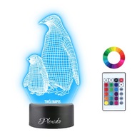 3D LED nočná lampa tučniak Darček s menom tučniaka 3D LED nočná lampa tučniak Darček s menom tučniaka