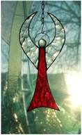 Moderný sklenený anjel Tiffany červený