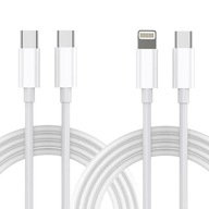 Dlhý nabíjací kábel, rýchle nabíjanie USB-C pre iPhone Lightning, 200 cm