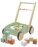 MAMABRUM Drevený kočík s počítadlom + 20 blokov pre deti