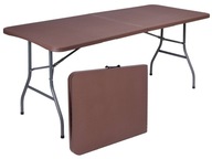 Cateringový stôl RATTAN rozkladací do kufra - 180 cm - hnedý