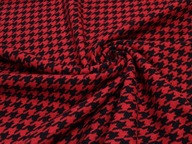 Látka na kabát Houndstooth, červená a čierna, obojstranná Látka na kabát Houndstooth, červená a čierna, obojstranná