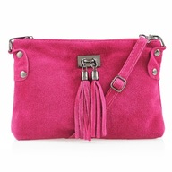 Semišová messenger taška so strapcami, FUCHSIA Semišová messenger taška so strapcami, FUCHSIA