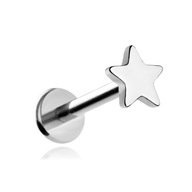 Titánová labretová náušnica strieborná hviezda helix lobe piercing 1,2/6/3 Titánová labretová náušnica strieborná hviezda helix lobe piercing 1,2/6/3