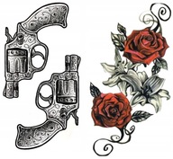 Súprava 2x Guns and roses colt rose umývateľné tetovanie