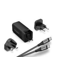 Energizer EU/UK/US GaN USB-C USB-A 65W PD nástenná nabíjačka + kábel USB-C