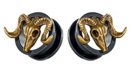 čierna oceľová tunelová lebka Baphomet 12mm čierna oceľová tunelová lebka Baphomet 12mm