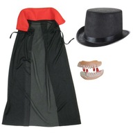 Kostým VAMPIRE DRACULA DRACULA pelerína klobúk zuby HALLOWEENSKÝ PLES PÁRTY Kostým VAMPIRE DRACULA DRACULA pelerína klobúk zuby HALLOWEENSKÝ PLES PÁRTY