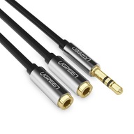 Rozdeľovací audio kábel minijack 3,5 mm - 2x minijack 3,5 mm 21 cm čierny