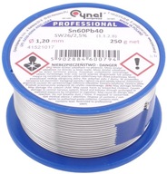 Spájkovací cín s tavidlom SW26, Cynel, 1,2 mm, 250 g, TIN 1,2/250 Spájkovací cín s tavidlom SW26, Cynel, 1,2 mm, 250 g, TIN 1,2/250