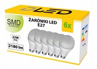 6x LED žiarovka 2835 E27 SMD 2180lm CCD guľa 22W