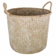 okrúhly KOŠÍK NA MORSKÚ TRÁVU S boho rúčkami okrúhly KOŠÍK NA MORSKÚ TRÁVU S boho rúčkami