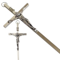 STRIEBORNÝ KOVOVÝ KRÍŽ ZAVISNÝ NA STENU 13 CM STRIEBORNÝ KOVOVÝ KRÍŽ ZAVISNÝ NA STENU 13 CM