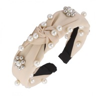 Turban čelenka vyrobená z Pearls Cream O226K Turban čelenka vyrobená z Pearls Cream O226K