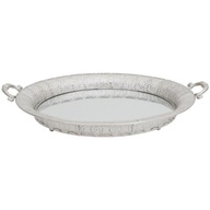 Strieborný zrkadlový podnos, okrúhly, prelamovaný, priemer 52 cm XL Strieborný zrkadlový podnos, okrúhly, prelamovaný, priemer 52 cm XL