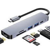 6v1 Hub adaptér USB-C HDMI SD/TF USB 3.0 MacBook 6v1 Hub adaptér USB-C HDMI SD/TF USB 3.0 MacBook