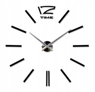 BLACK CLOCK na stenu moderný lesk glamour 1m BLACK CLOCK na stenu moderný lesk glamour 1m