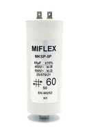 Motorový kondenzátor 60uF 450V konektory MIFLEX Motorový kondenzátor 60uF 450V konektory MIFLEX