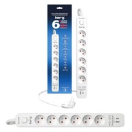 Prepäťová lišta 6 zásuviek 3m USB A + USB C KERG Prepäťová lišta 6 zásuviek 3m USB A + USB C KERG