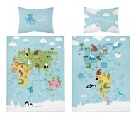 Obliečky MAPA SVETA ZVIERATKÁ súprava obliečok MAYA MOO 100x135 cm modrá Obliečky MAPA SVETA ZVIERATKÁ súprava obliečok MAYA MOO 100x135 cm modrá