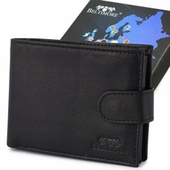 Pánska klasická čierna kožená peňaženka, prírodná koža, veľká, zapínanie RFiD