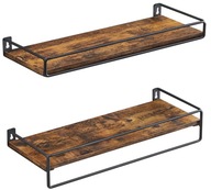 VASAGLE Nástenné police, vešiak, tyč, sada 2 ks, 40 x 15,5 cm, LOFT VASAGLE Nástenné police, vešiak, tyč, sada 2 ks, 40 x 15,5 cm, LOFT