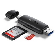 UGREEN Adaptér USB + USB-C UGREEN CM304 čítačka kariet SD + microSD (čierna) UGREEN Adaptér USB + USB-C UGREEN CM304 čítačka kariet SD + microSD (čierna)