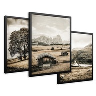 SET Zarámované obrazy plagáty horská krajina sépiový triptych 43x99 SET Zarámované obrazy plagáty horská krajina sépiový triptych 43x99