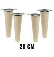 4 x surové bukové nohy, 20 cm kužeľ, s kovovými platňami 4 x surové bukové nohy, 20 cm kužeľ, s kovovými platňami