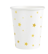Papierové poháre, biele poháre so zlatými hviezdičkami 6x