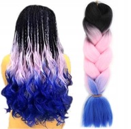 Syntetické ombré vlasy, farebné vrkoče, 120 cm Syntetické ombré vlasy, farebné vrkoče, 120 cm