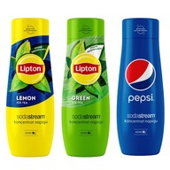 3 x sirup SODASTREAM: Lipton Lemon + Green + Pepsi. 3 x sirup SODASTREAM: Lipton Lemon + Green + Pepsi.
