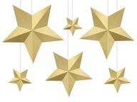 Závesná dekorácia STARS zlatá 6 ks PartyDeco Závesná dekorácia STARS zlatá 6 ks PartyDeco