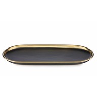 Ozdobný podnos čierny zlatý glamour tanier 32 cm