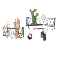 Závesná polica s vešiakmi, štýl LOFT - čierna, 25,5 cm Závesná polica s vešiakmi, štýl LOFT - čierna, 25,5 cm