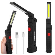 Dobíjacia LED dielenská baterka s COB magnetom, funkčné USB 5v1 Dobíjacia LED dielenská baterka s COB magnetom, funkčné USB 5v1