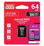 KARTA GOODRAM MICROSD 64GB MICRO CL10 + SD ADAPTÉR