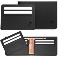 Pánska kožená peňaženka s magnetickým držiakom na karty 2v1 Black James Hawk