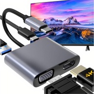 ADAPTÉROVÝ HUB USB-C 4IN1 HDMI 4K VGA USB adaptér