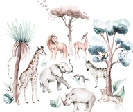 Samolepky na stenu pre deti Safari zvieratká Samolepky na stenu pre deti Safari zvieratká