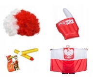Poľsko Fan Set, reprezentačná šiltovka, afro šiltovka, vejárová farba, labka Poľsko Fan Set, reprezentačná šiltovka, afro šiltovka, vejárová farba, labka