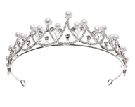 TIARA TIADEM CROWN STRIEBORNÉ LISTY PERLY SVADOBNÁ SLEČNA TIARA TIADEM CROWN STRIEBORNÉ LISTY PERLY SVADOBNÁ SLEČNA