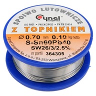 Spájkovacia náplň Sn60Pb40 SW26 0,7mm 100g Spájkovacia náplň Sn60Pb40 SW26 0,7mm 100g