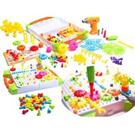 Puzzle Tehly v kufri 4v1 + skrutkovač 181 dielikov. pre deti ako darček Puzzle Tehly v kufri 4v1 + skrutkovač 181 dielikov. pre deti ako darček