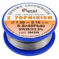 Spájkovacia náplň Sn60Pb40 SW26 1,5mm 100g Spájkovacia náplň Sn60Pb40 SW26 1,5mm 100g
