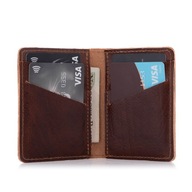 Tenká pánska vintage hnedá kožená peňaženka na kreditné karty Belveder CH01